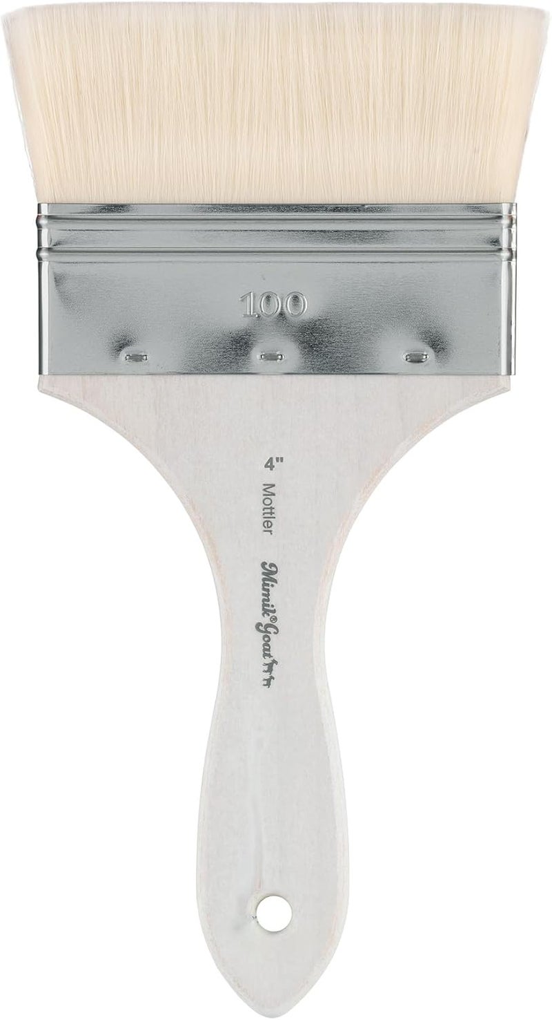 Creative Mark Mimik Synthetic Goat Hair Mottler Paint Brush 4" - Short Handle Flat Watercolor Brush- Soft, Absorbent, Synthetic Paint Brush for Watercolor, Oil & Acrylic- Rust-Proof Ferrule - Image 1